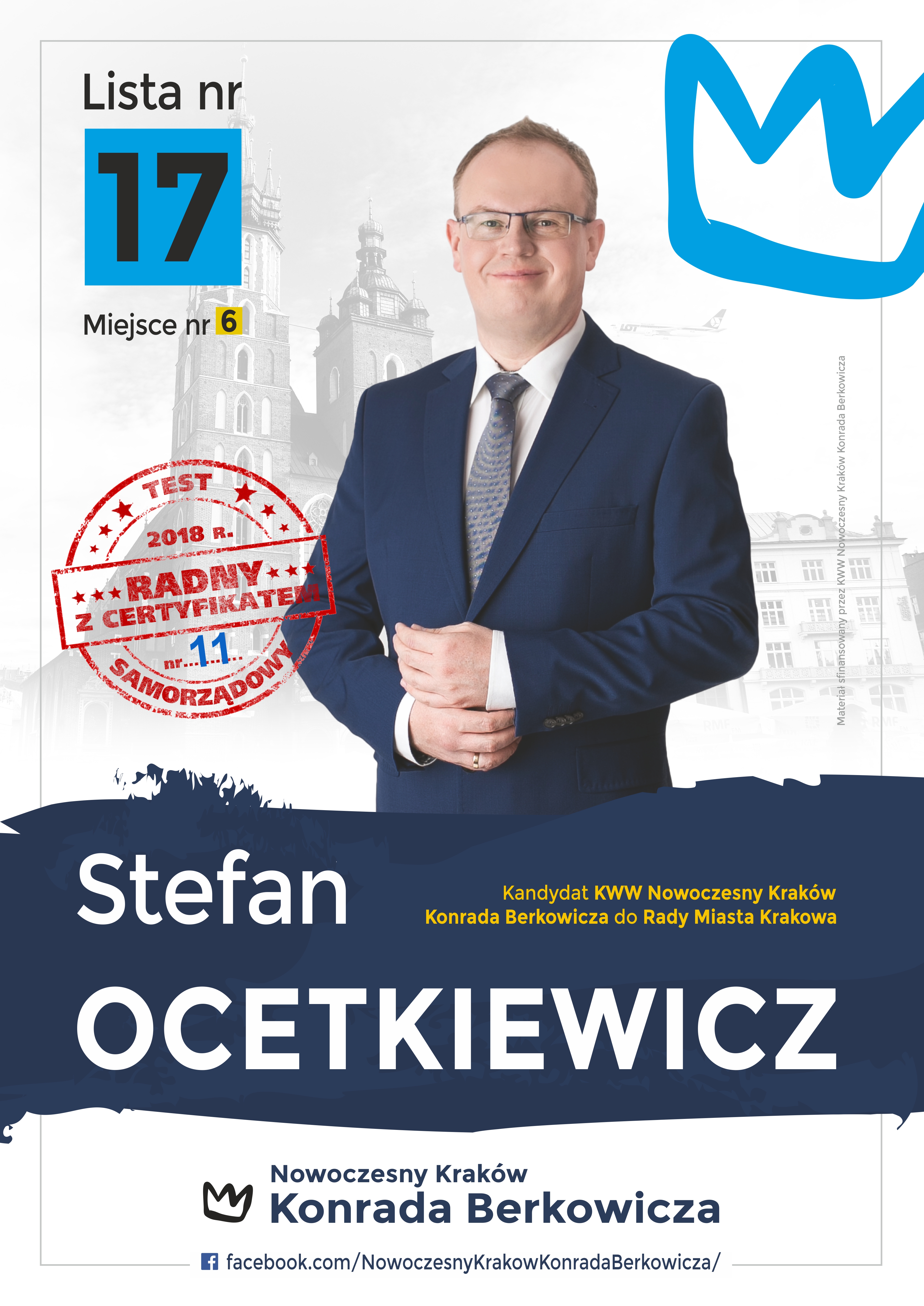 Stefan Ocetkiewicz - kandydat do Rady Miasta Krakowa - okręg 2, lista 17, miejsce 6